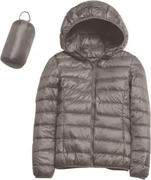 Womens Lightweight Packable Down Jackets Lightweight Puffer Coat with Hood Winter Warm Travel Puffer Jacket for Women