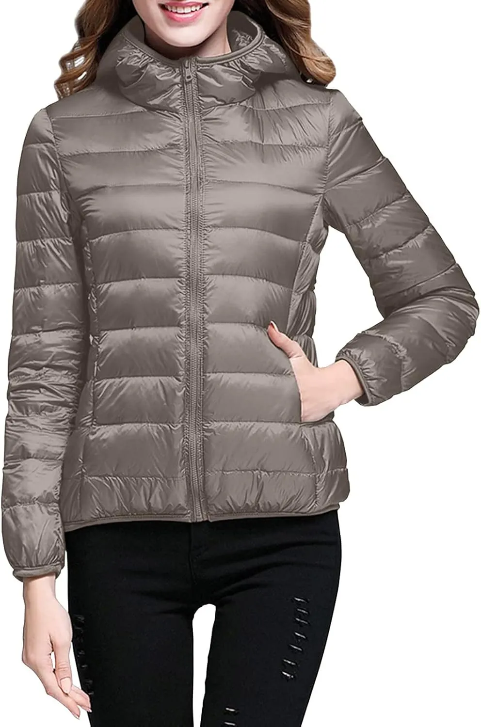 Womens Lightweight Packable Down Jackets Lightweight Puffer Coat with Hood Winter Warm Travel Puffer Jacket for Women