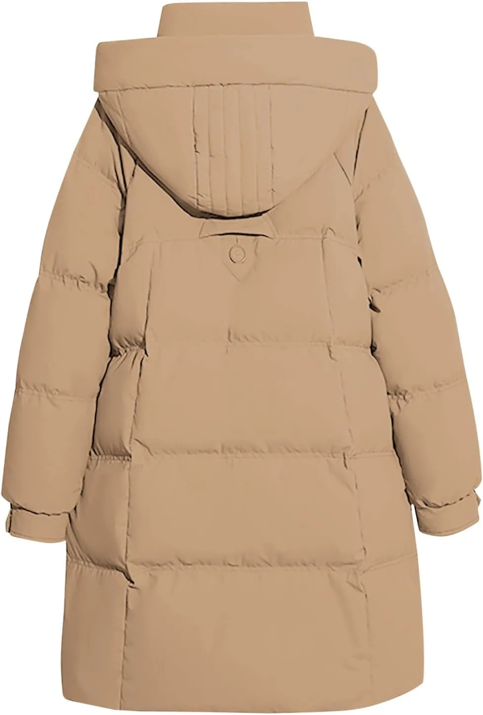 Womens Mid Length Puffer Jacket with Hood Winter Warm Down Coat Thickened Zip Cotton-Padded Overcoat Pockets Outwear