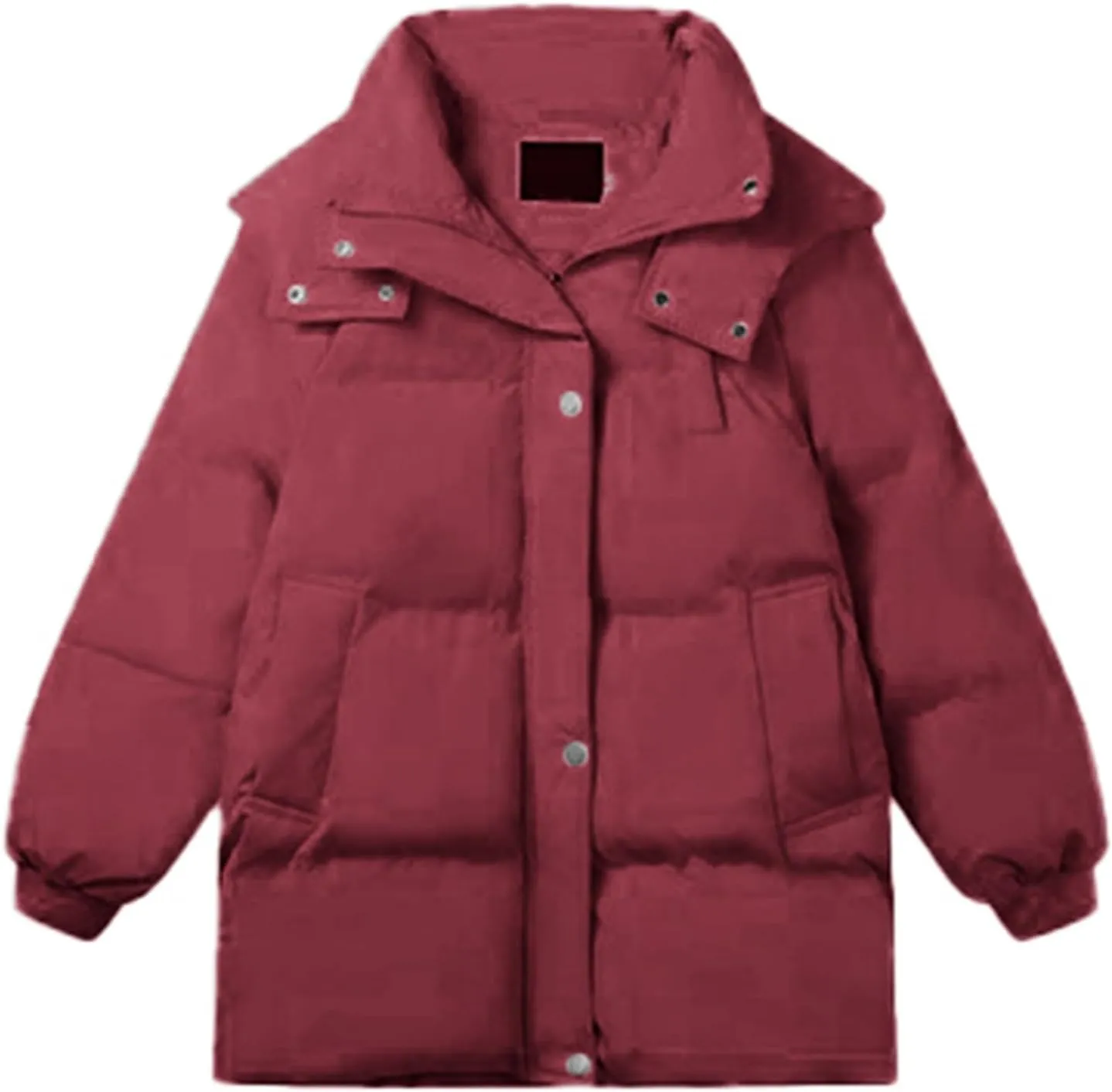 Women's Puffer Down Jacket Lightweight Quilted Jackets with Pockets Oversized Mid Length Thickened Hoodie Winter Coat