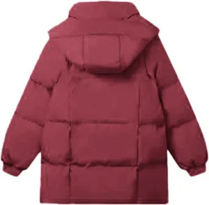 Women's Puffer Down Jacket Lightweight Quilted Jackets with Pockets Oversized Mid Length Thickened Hoodie Winter Coat