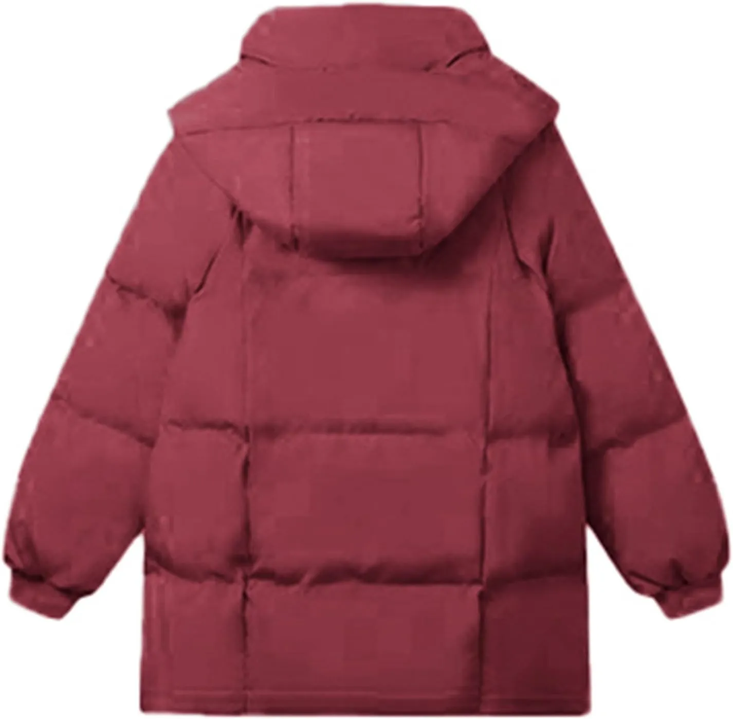 Women's Puffer Down Jacket Lightweight Quilted Jackets with Pockets Oversized Mid Length Thickened Hoodie Winter Coat