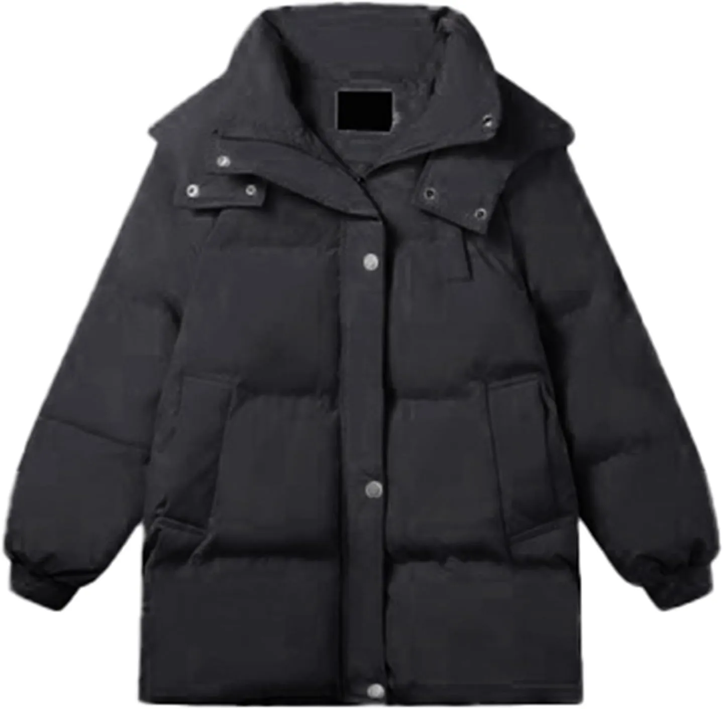 Women's Puffer Down Jacket Lightweight Quilted Jackets with Pockets Oversized Mid Length Thickened Hoodie Winter Coat