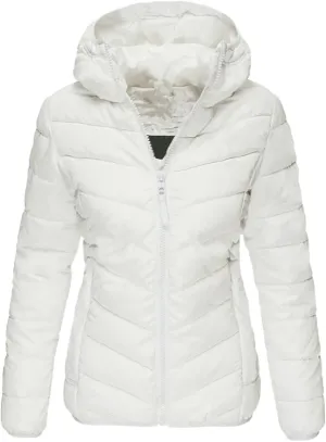 Women's Puffer Jacket Hooded Warm Lightweight Quilted Puffer Coat Casual Thicken Down Zip Up Jackets Outwear