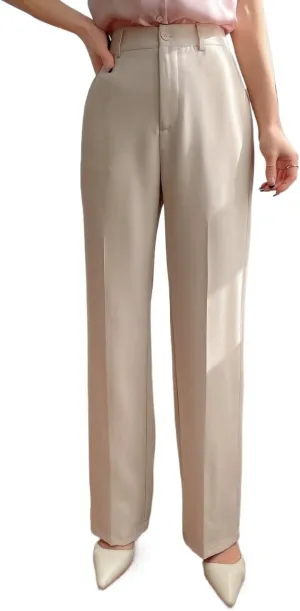 Women's Summer Pants Solid Color Casual Straight-Leg Trousers Casual Work Pants