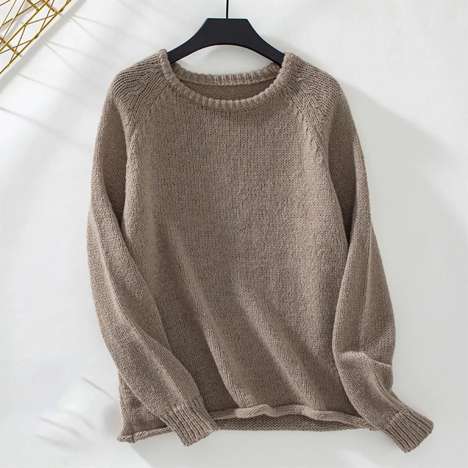 Women's Sweaters Dressy Casual Solid Color Rolled Sleeve Pullover Sweater Autumn Winter Loose Fit Casual