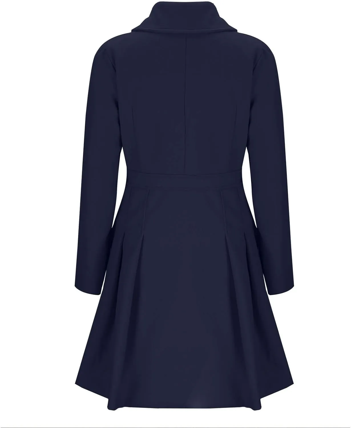 Women's Trench Coats 2024 Winter Single-Breasted Pea Coats Casual Notch Lapel Overcoat Dress Coats with Pockets