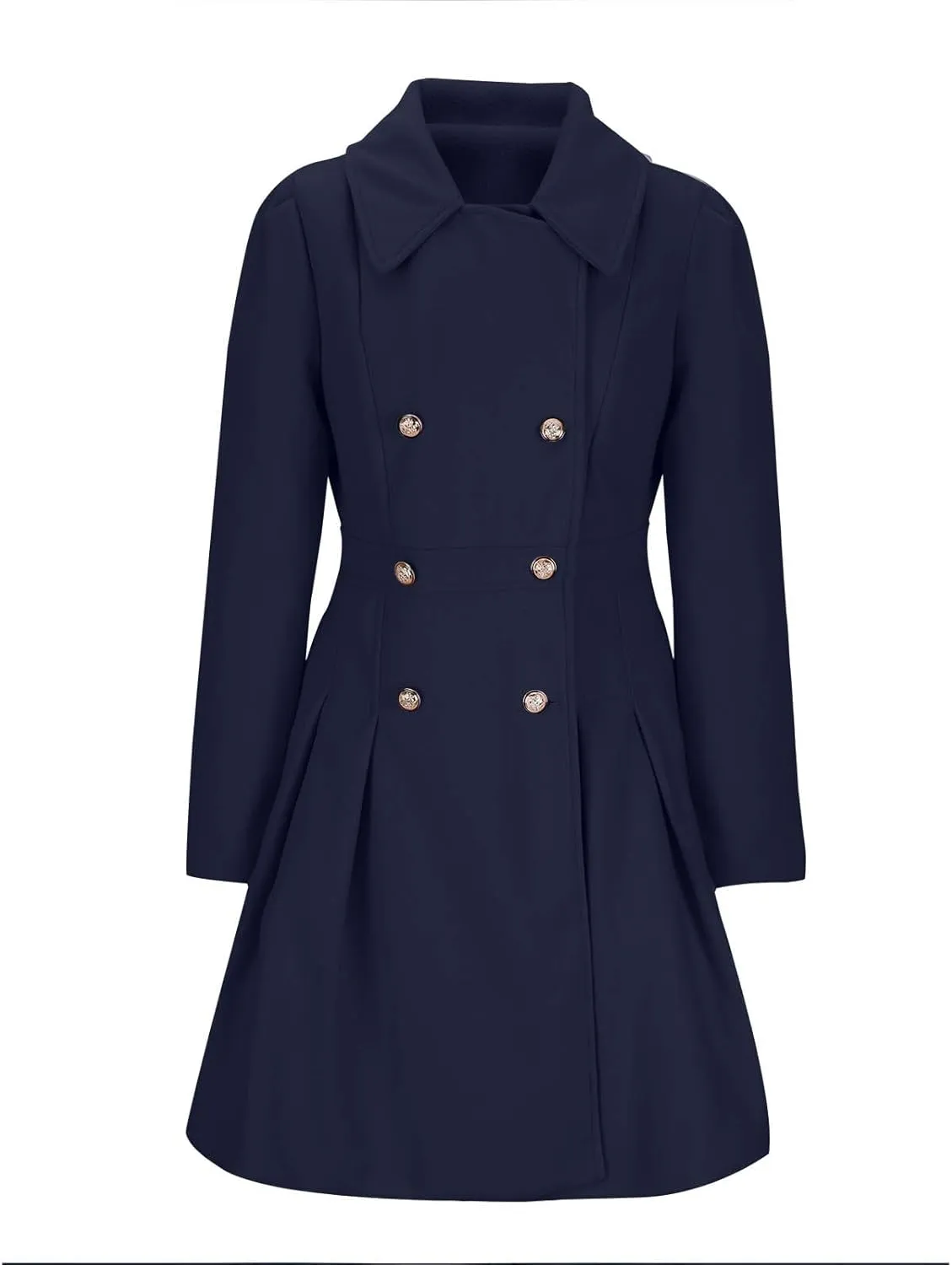 Women's Trench Coats 2024 Winter Single-Breasted Pea Coats Casual Notch Lapel Overcoat Dress Coats with Pockets