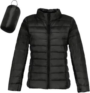 Women's Warm Waterproof Puffer Jacket Packable down Jacket Hooded Short Puffer Lightweight Winter Coat with Pockets