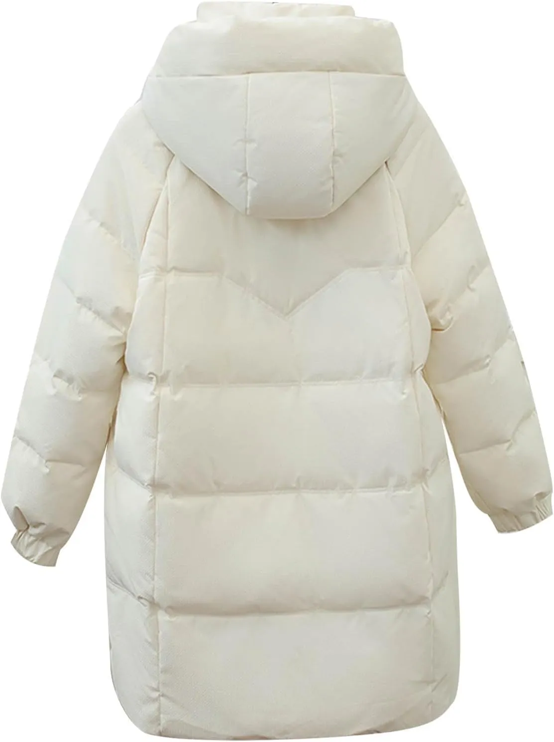 Women's Warm Winter Cotton Padded Down Coat Quilted Thicken Puffer Jacket Zipper Pockets Outwear with Removable Hood