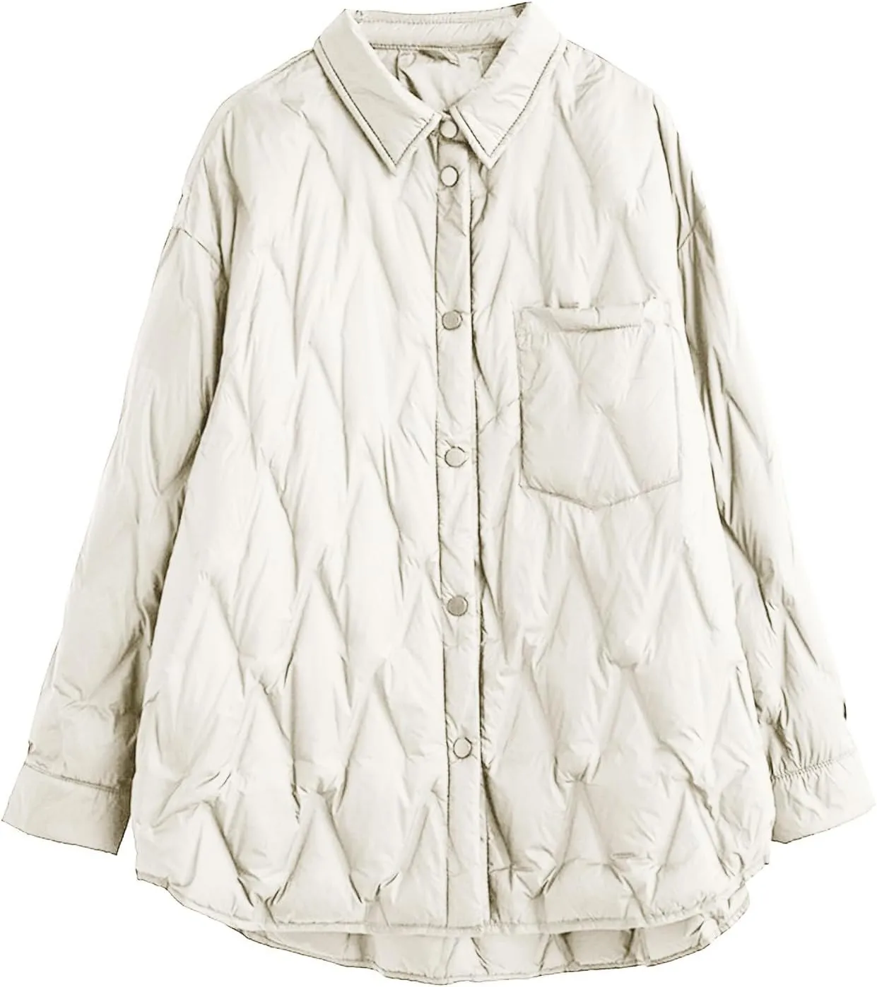 Women's Winter Casual Quilted Jackets Lightweight Button Puffer Jacket Outerwear Casual Down Winter Coat with Pockets