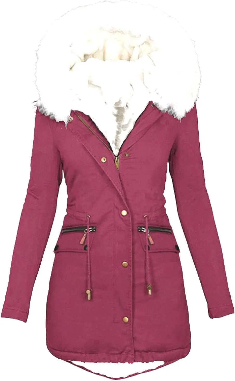 Womens Winter Coats Thicken Fleece Overcoats Warm Trench Coat Sherpa Lined Coats Warm Cotton Jackets Hood Outerwear
