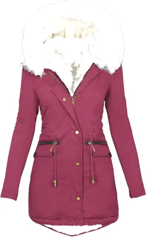 Womens Winter Coats Thicken Fleece Overcoats Warm Trench Coat Sherpa Lined Coats Warm Cotton Jackets Hood Outerwear