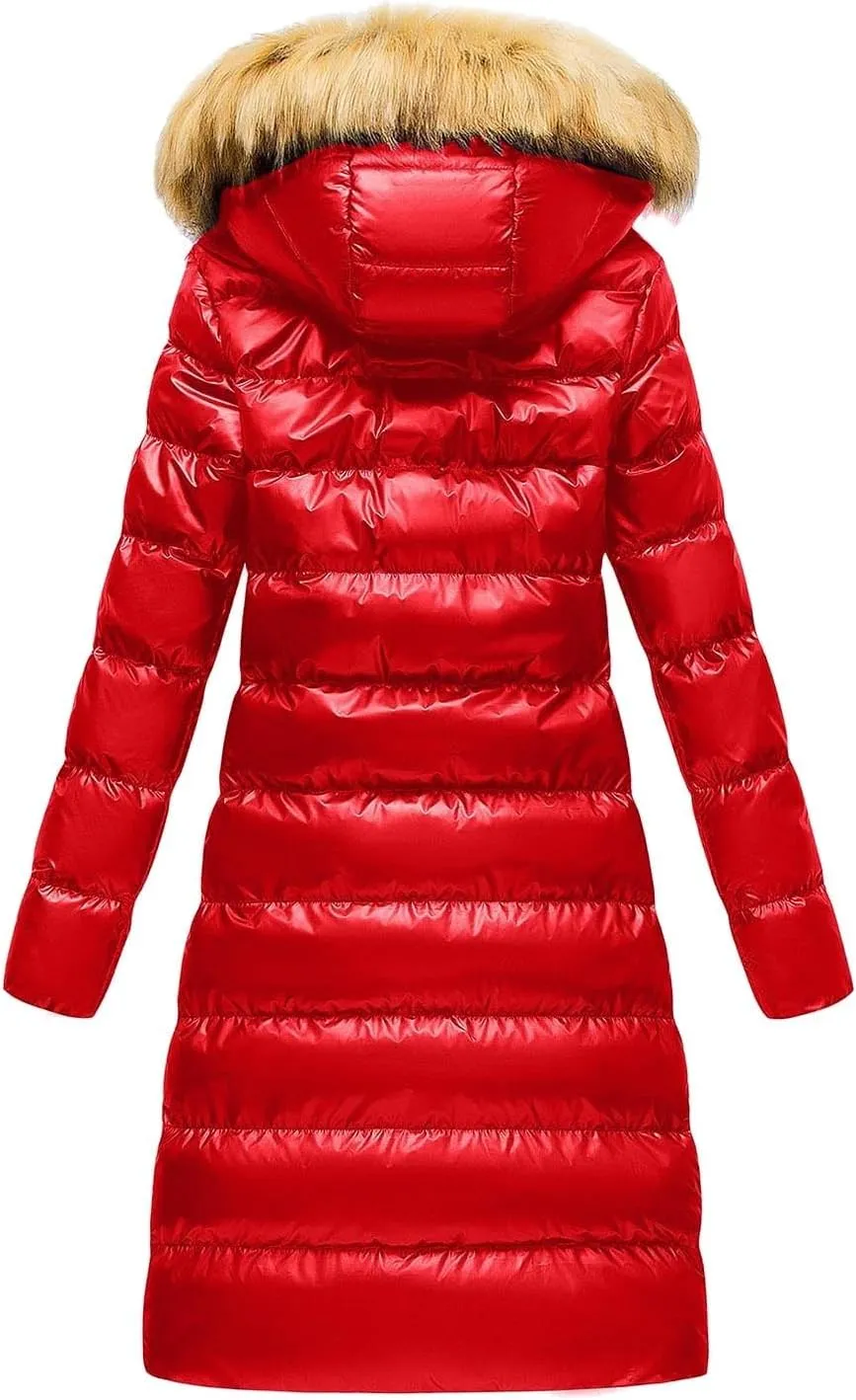 Women's Winter Hooded Coat Fashion Casual Maxi Length Puffer Jacket Padded Coat Trendy Warm Parka Outerwear