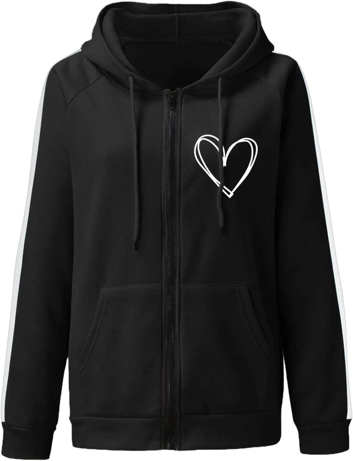 Womens Zip Up Hoodies Coats Casual Fall Sporty Sweatshirts Jacket Oversized Baggy Street String Pullover Sweaters 2023