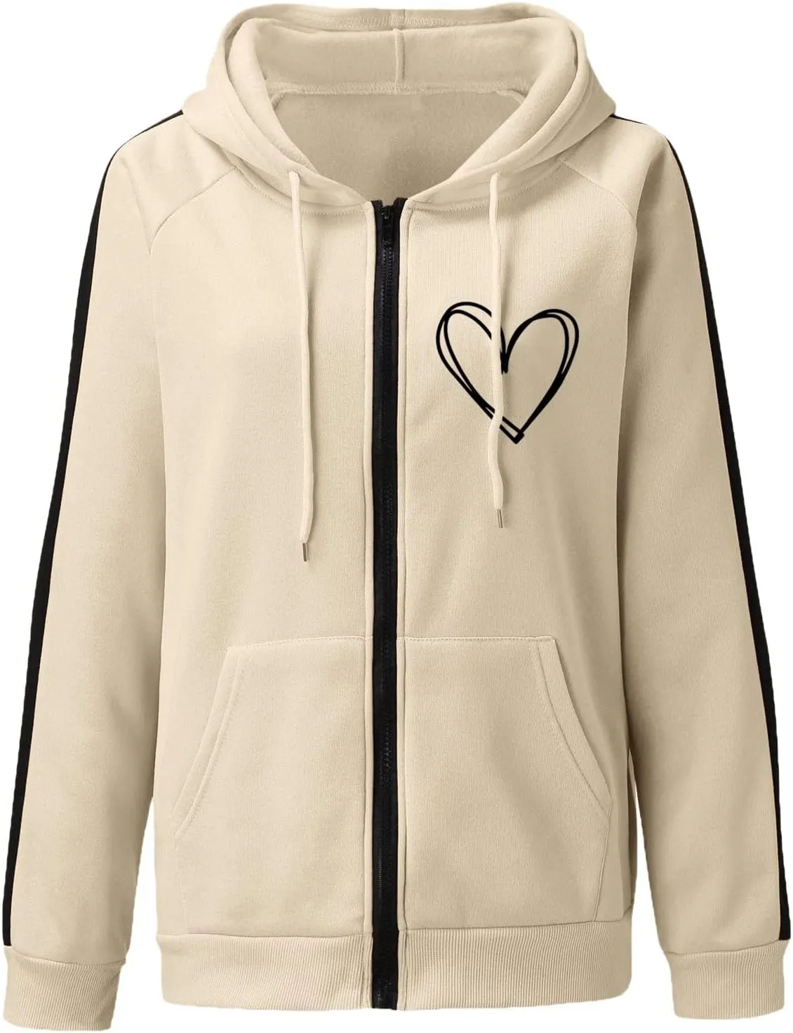 Womens Zip Up Hoodies Coats Casual Fall Sporty Sweatshirts Jacket Oversized Baggy Street String Pullover Sweaters 2023