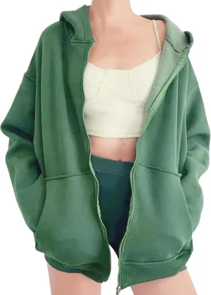 Womens Zip Up Hoodies Fleece Jackets Oversized Sweatshirts Fall Fashion Outfits Sweaters Winter Clothes 2024