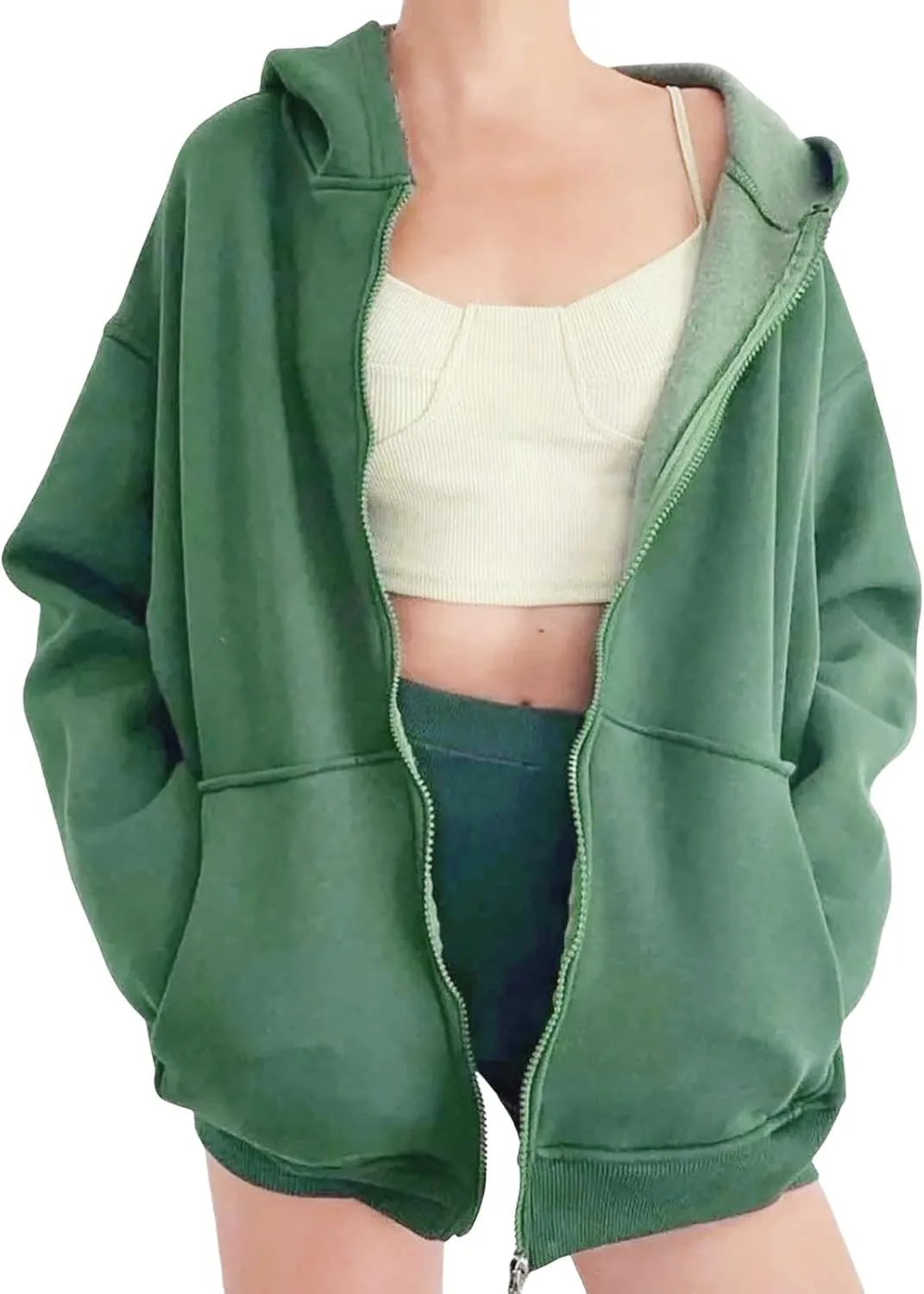 Womens Zip Up Hoodies Fleece Jackets Oversized Sweatshirts Fall Fashion Outfits Sweaters Winter Clothes 2024