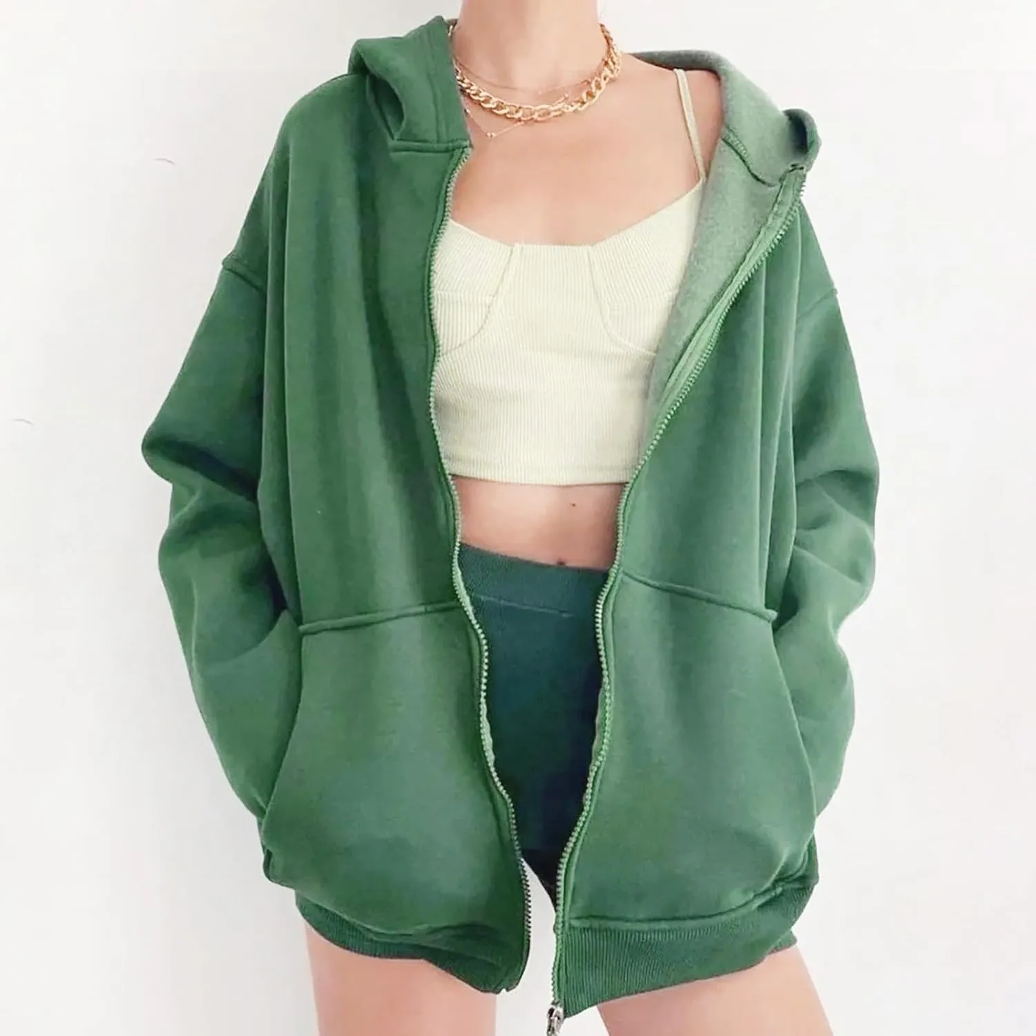 Womens Zip Up Hoodies Fleece Jackets Oversized Sweatshirts Fall Fashion Outfits Sweaters Winter Clothes 2024