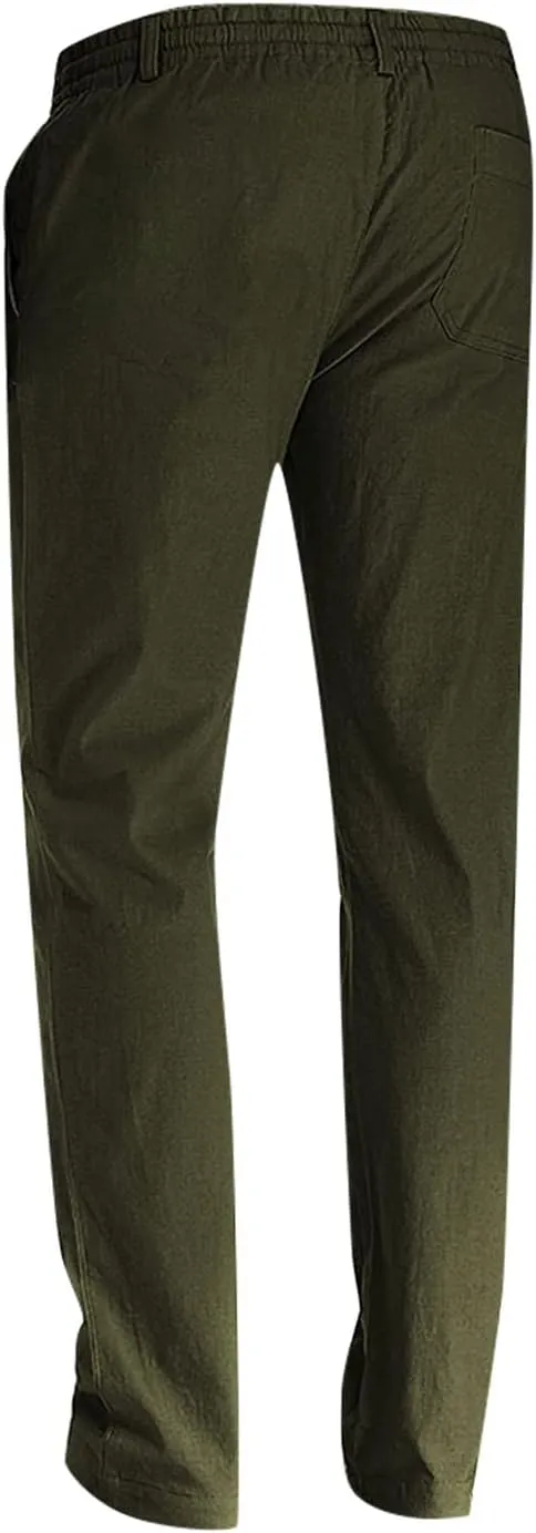 XIAXOGOOL Mens Dress Pants Classic Fit Elastic Waist Drawstring Office Work Pants Summer Lightweight Straight-Leg Pants