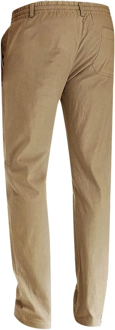 XIAXOGOOL Mens Dress Pants Classic Fit Elastic Waist Drawstring Office Work Pants Summer Lightweight Straight-Leg Pants