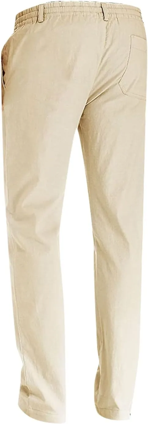 XIAXOGOOL Mens Dress Pants Classic Fit Elastic Waist Drawstring Office Work Pants Summer Lightweight Straight-Leg Pants