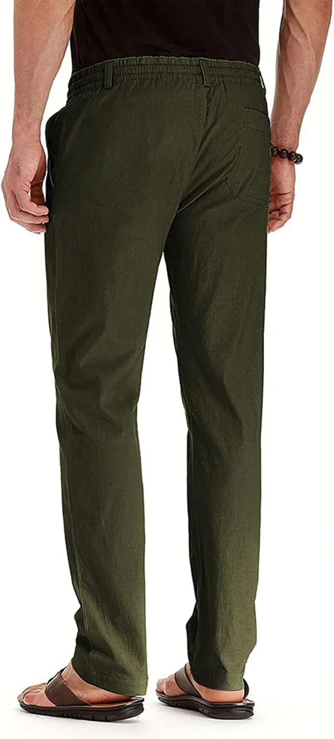 XIAXOGOOL Mens Dress Pants Classic Fit Elastic Waist Drawstring Office Work Pants Summer Lightweight Straight-Leg Pants
