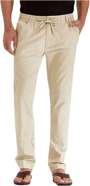 XIAXOGOOL Mens Dress Pants Classic Fit Elastic Waist Drawstring Office Work Pants Summer Lightweight Straight-Leg Pants