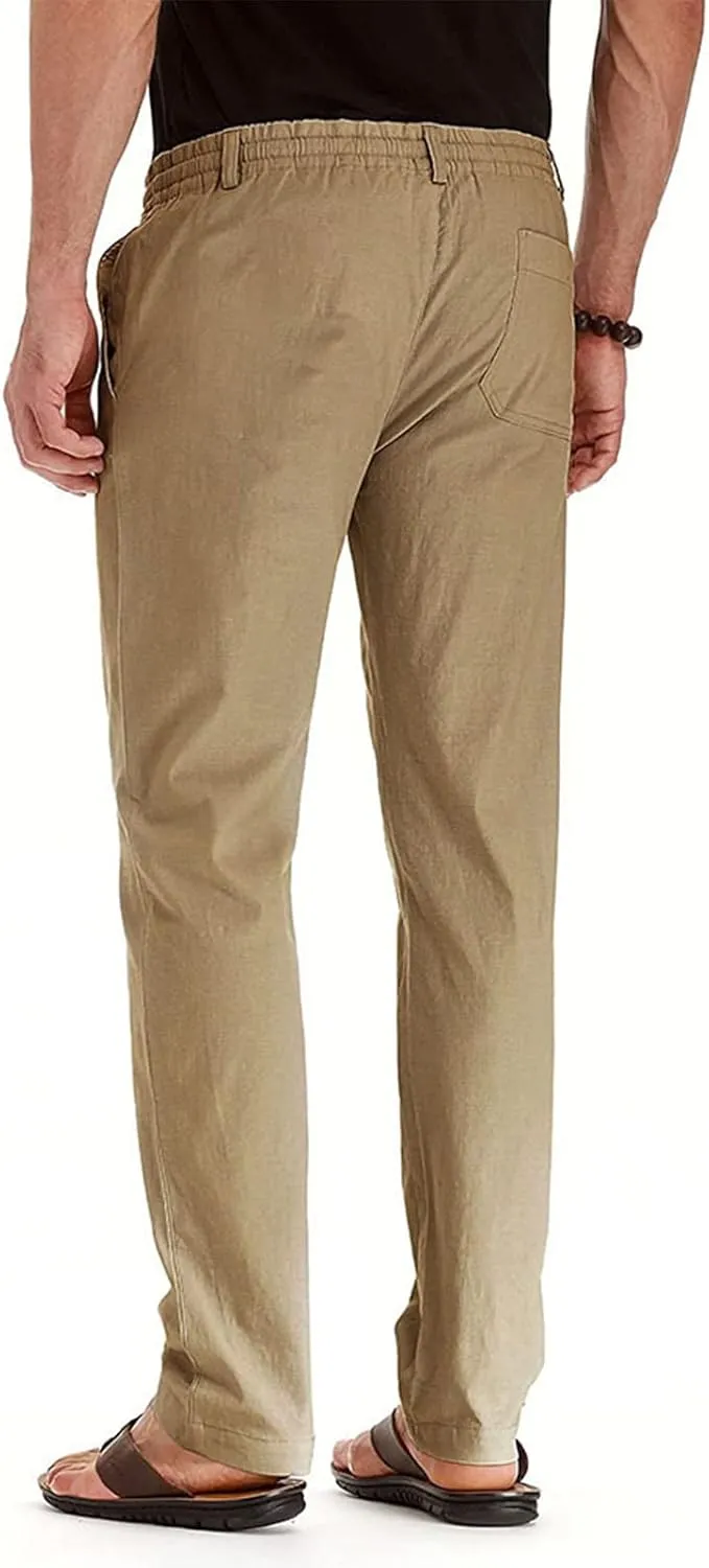 XIAXOGOOL Mens Dress Pants Classic Fit Elastic Waist Drawstring Office Work Pants Summer Lightweight Straight-Leg Pants
