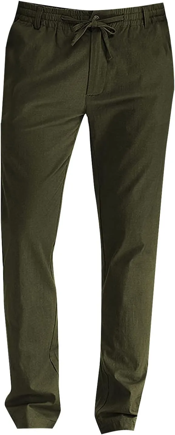 XIAXOGOOL Mens Dress Pants Classic Fit Elastic Waist Drawstring Office Work Pants Summer Lightweight Straight-Leg Pants