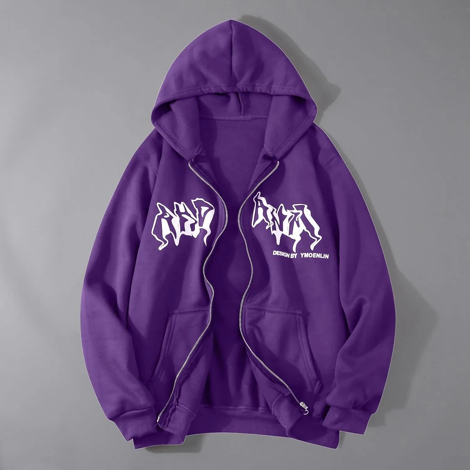 Y2k Sweatshirts for Women Full Zip Up Hooded Jacket Hip Hop Vintage Goth Print Tops Street Fashion Pullovers