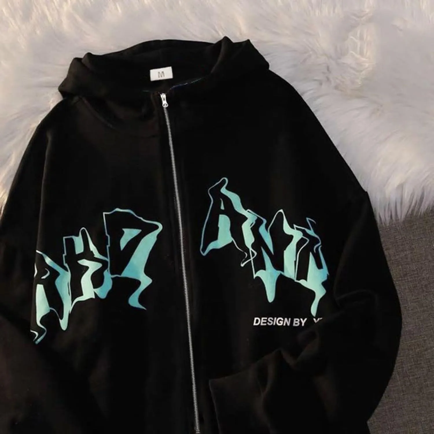 Y2k Sweatshirts for Women Full Zip Up Hooded Jacket Hip Hop Vintage Goth Print Tops Street Fashion Pullovers
