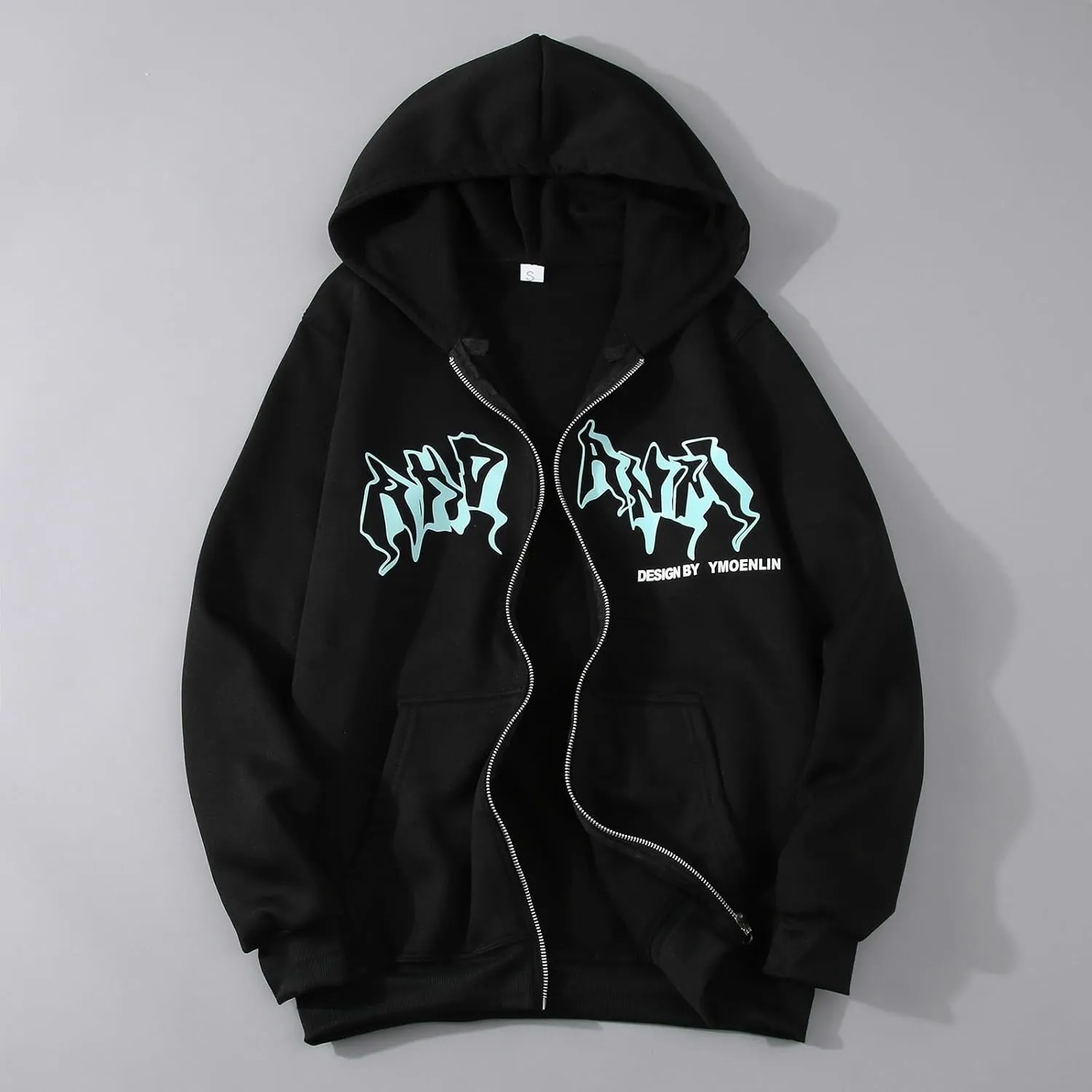 Y2k Sweatshirts for Women Full Zip Up Hooded Jacket Hip Hop Vintage Goth Print Tops Street Fashion Pullovers