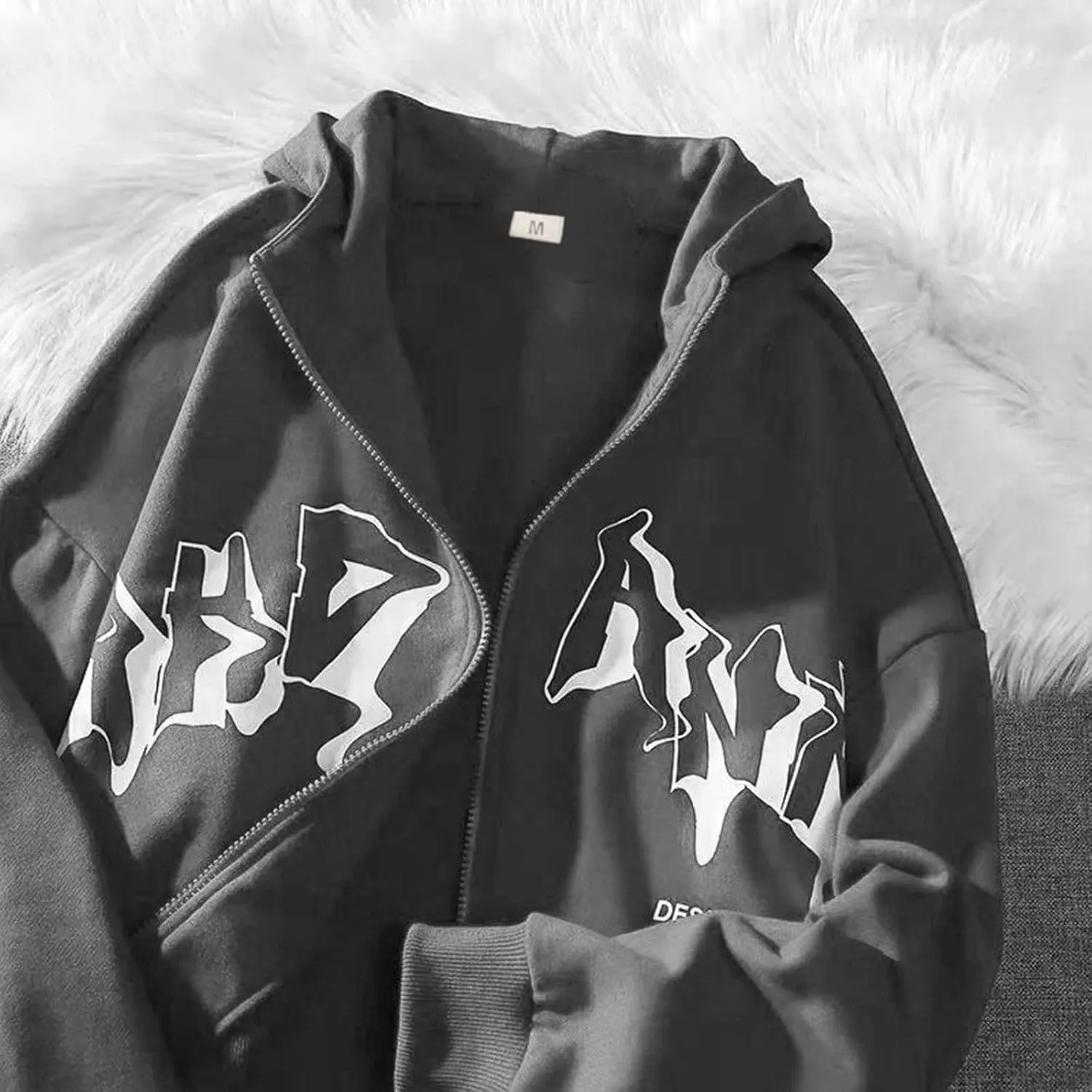 Y2k Sweatshirts for Women Full Zip Up Hooded Jacket Hip Hop Vintage Goth Print Tops Street Fashion Pullovers