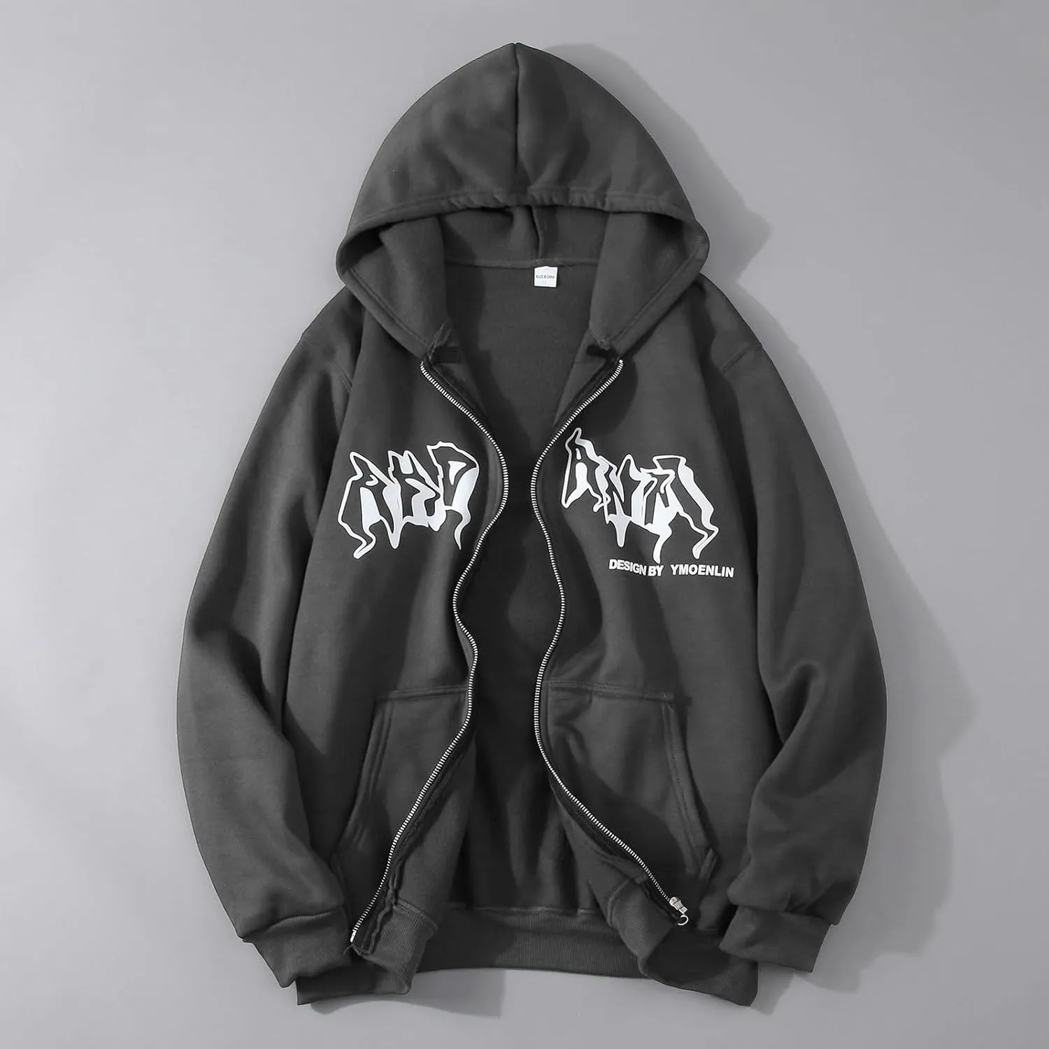Y2k Sweatshirts for Women Full Zip Up Hooded Jacket Hip Hop Vintage Goth Print Tops Street Fashion Pullovers