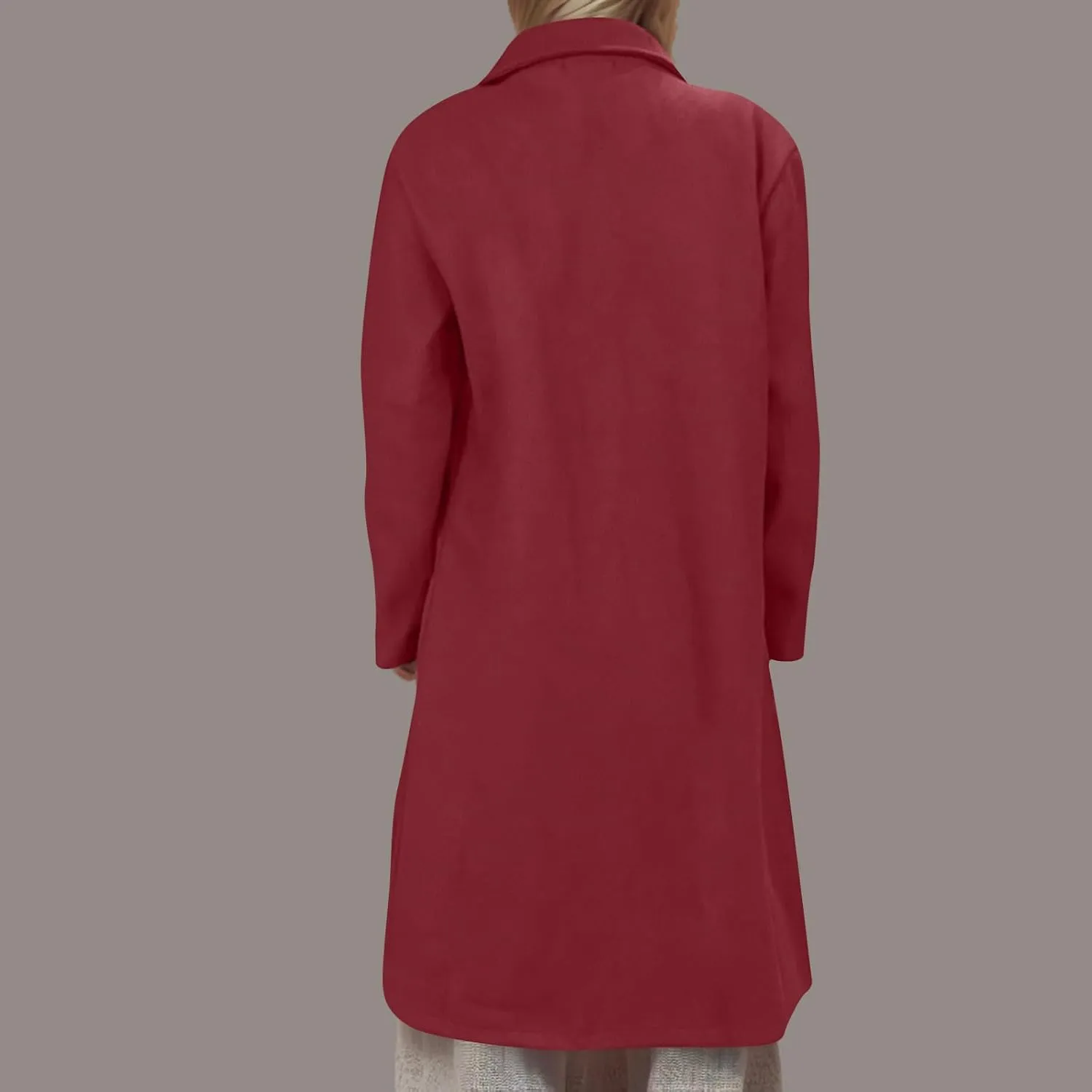 YRAETENM Pea Coats for Women Winter Double Breasted Midi Long Wool Blend Jackets Oversized Notch Lapel Trench Coat Overcoat