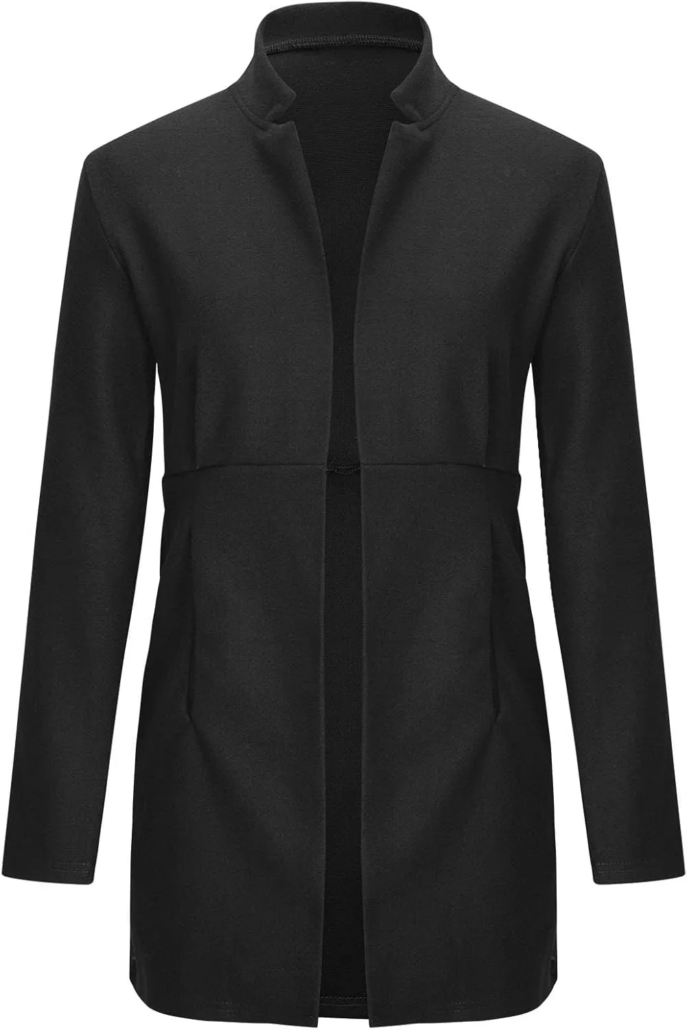 YRAETENM Women's Stand Collar Jacket Fall Winter Warm Wool Blend Pea Coats Slim Fit Business Office Long Cardigan Outwear