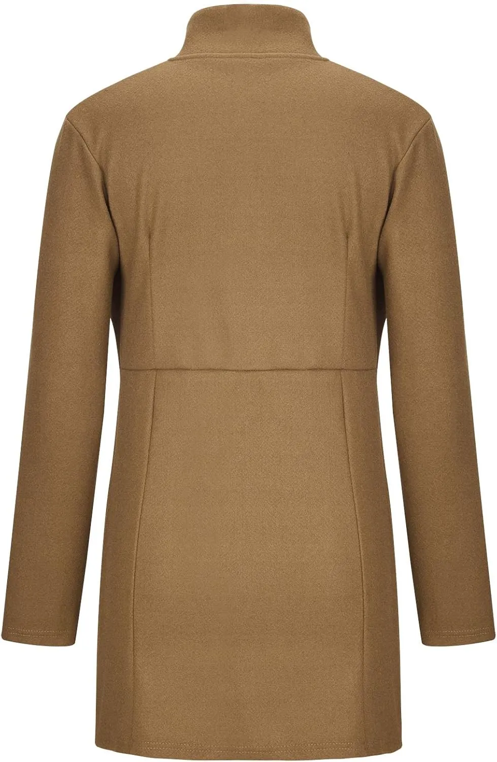 YRAETENM Women's Stand Collar Jacket Fall Winter Warm Wool Blend Pea Coats Slim Fit Business Office Long Cardigan Outwear