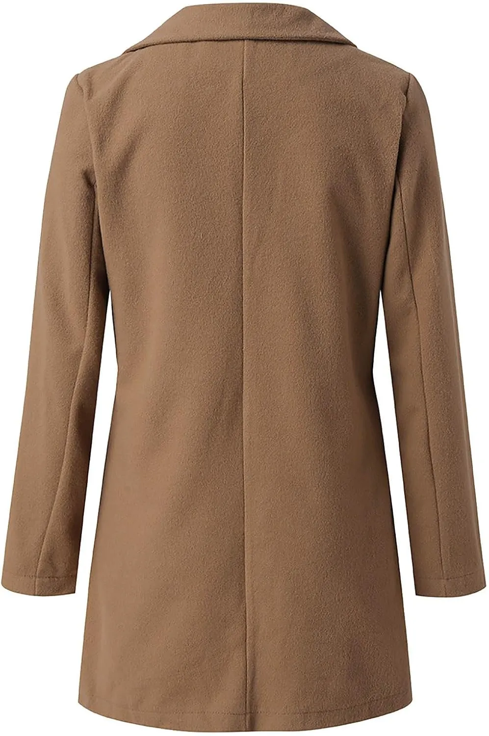 YRAETENM Wool Coats for Women Plus Size Business Notch Lapel Trench Coats Fall Winter Open Front Pea Coats Warm Outwear