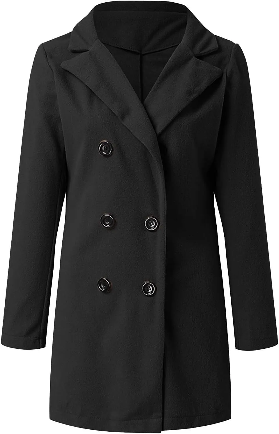 YRAETENM Wool Coats for Women Plus Size Business Notch Lapel Trench Coats Fall Winter Open Front Pea Coats Warm Outwear