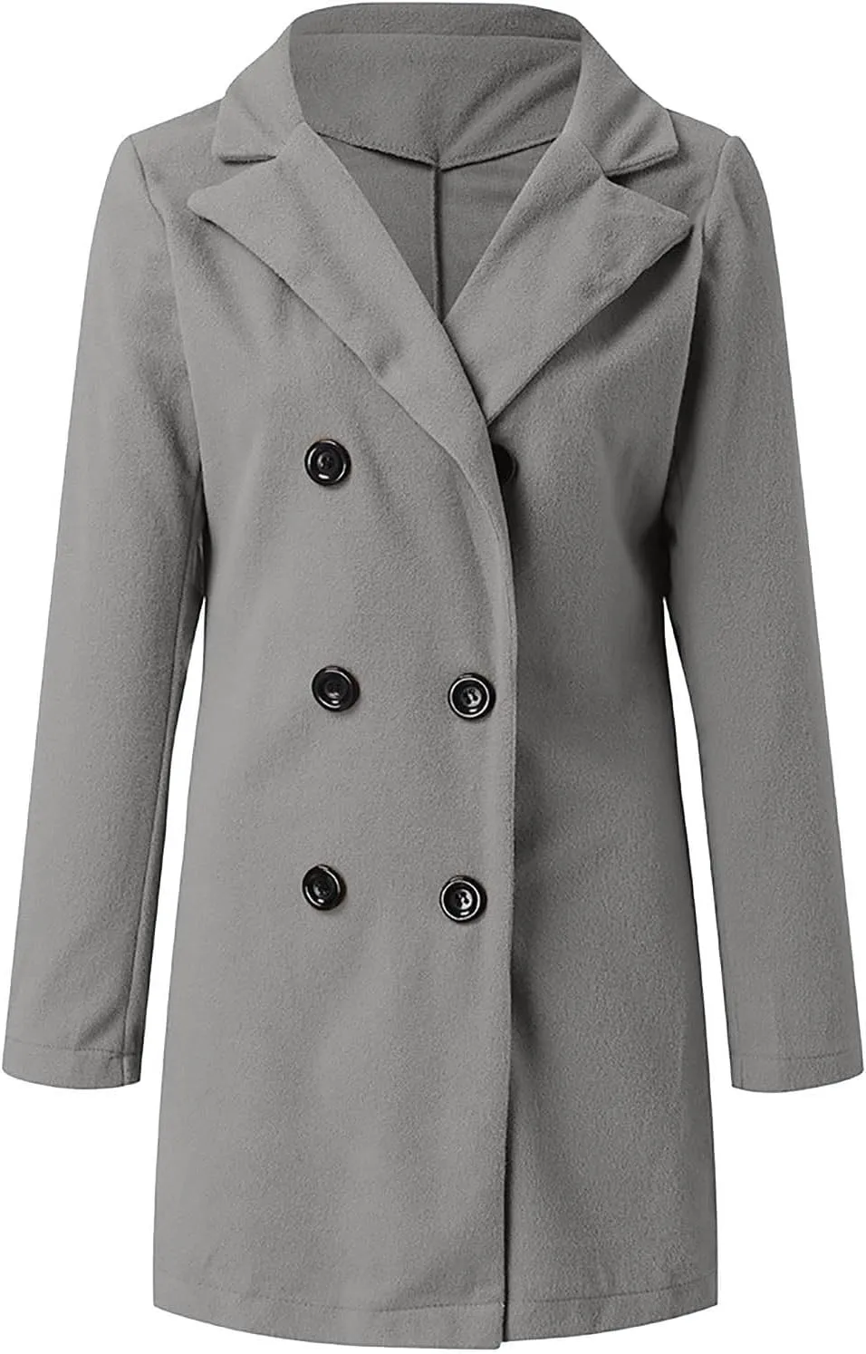YRAETENM Wool Coats for Women Plus Size Business Notch Lapel Trench Coats Fall Winter Open Front Pea Coats Warm Outwear
