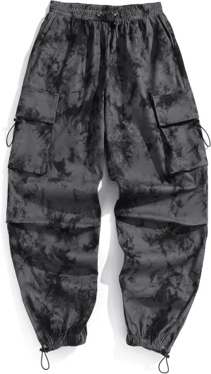 ZAFUL Flat Pocket Parachute Pants for Men Casual Baggy Cargo Pants Unisex Street Y2K Pants Drawstring Trouser