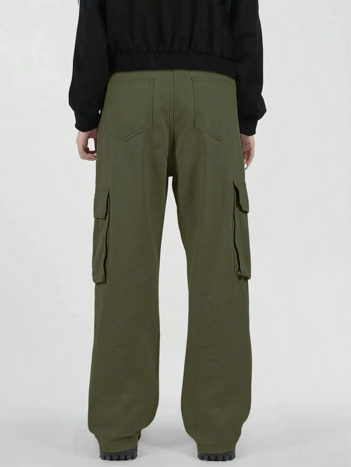 ZAFUL Flat Pocket Parachute Pants for Men Casual Baggy Cargo Pants Unisex Street Y2K Pants Drawstring Trouser