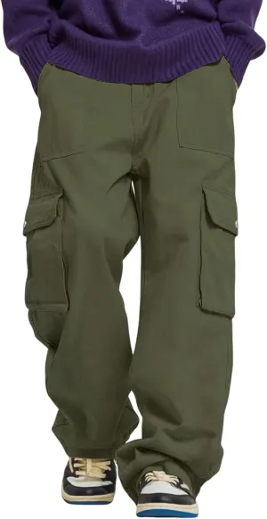 ZAFUL Flat Pocket Parachute Pants for Men Casual Baggy Cargo Pants Unisex Street Y2K Pants Drawstring Trouser