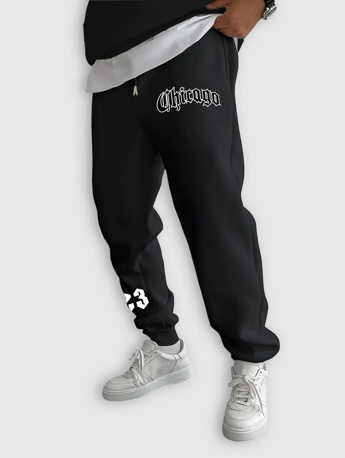 ZAFUL Printed Sweatpants for Men Casual Joggers Graphic Drawstring Sweat Pants Stretch Loose Solid Athletic Pants