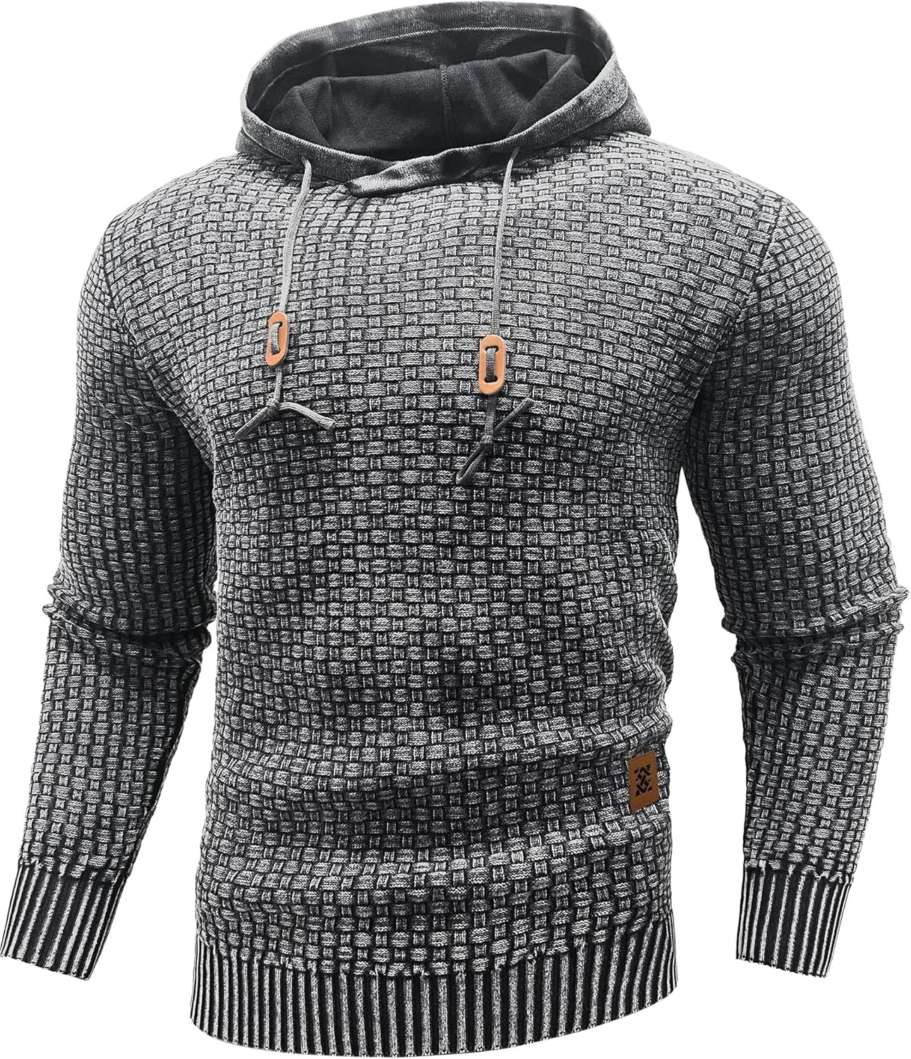 Zaitun Mens Acid Wash Cotton Hoodies Pullover Sweatshirt Long Sleeve Waffle Hoodies Streetwear