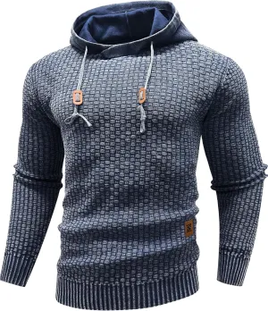Zaitun Mens Acid Wash Cotton Hoodies Pullover Sweatshirt Long Sleeve Waffle Hoodies Streetwear