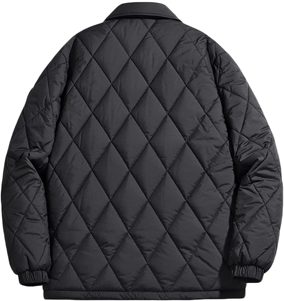 Zeiyignr Men's Diamond Quilted Puffer Down Jacket Lightweight Business Casual Button Down Shirts Lightweight Winter Warm Coat