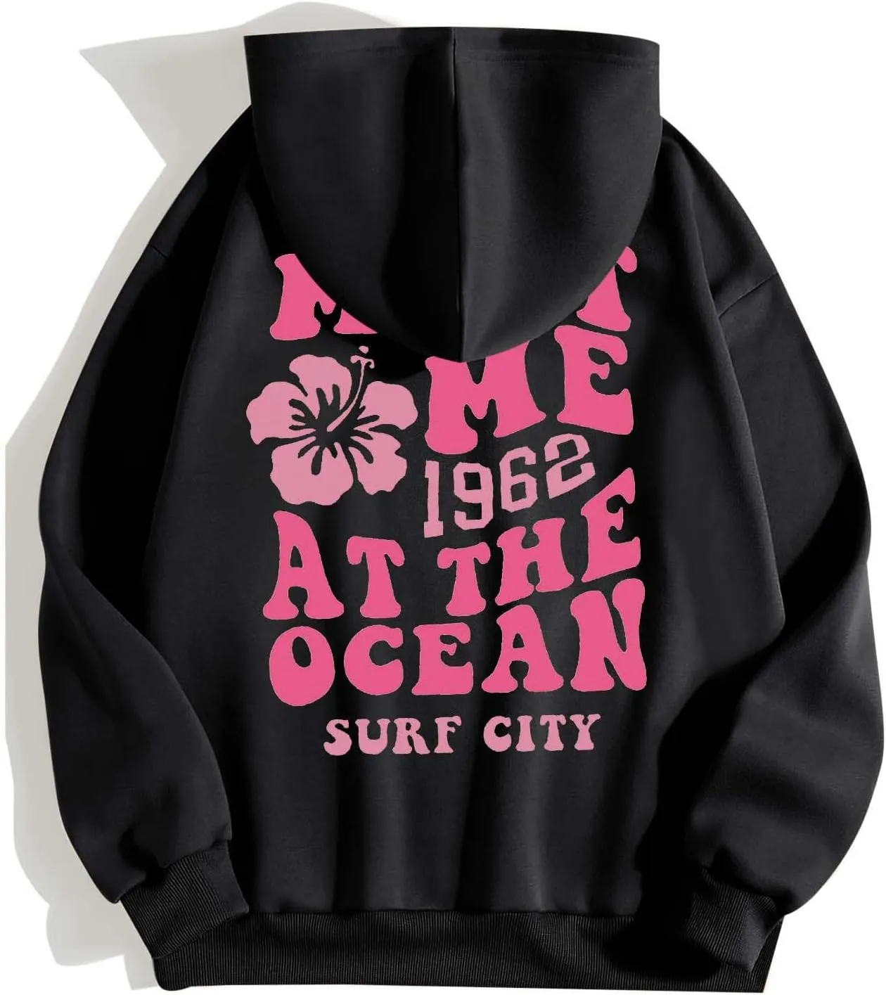 Zip Up Hoodie Women Letter Print Casual Graphic Sweatshirts Drawstring Long Sleeve Cardigan Cute Oversized Tops